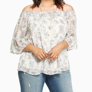 Torrid Paisley Chiffon Off Shoulder Top - 1X